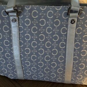 Vintage Celine Light Blue Jacquard C Logo Tote